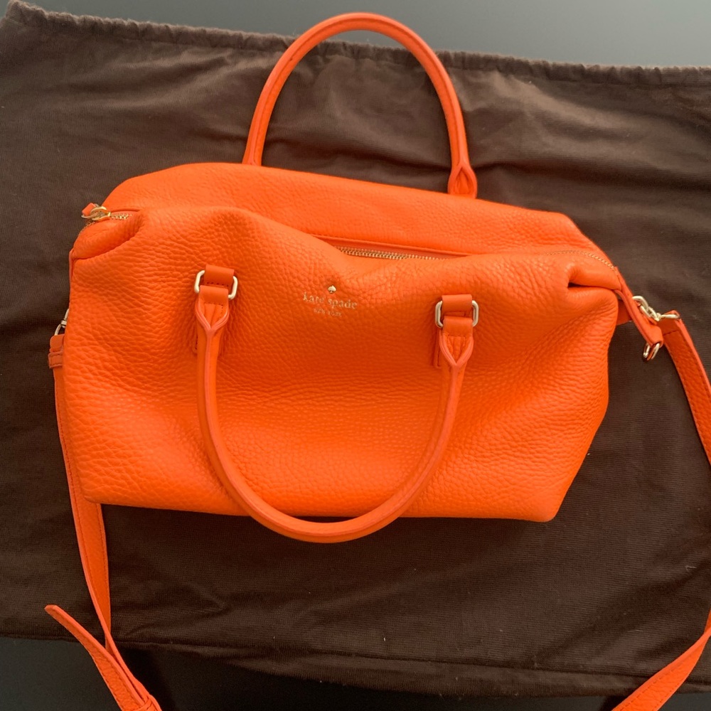 Kate spade leather orange crossbody purse